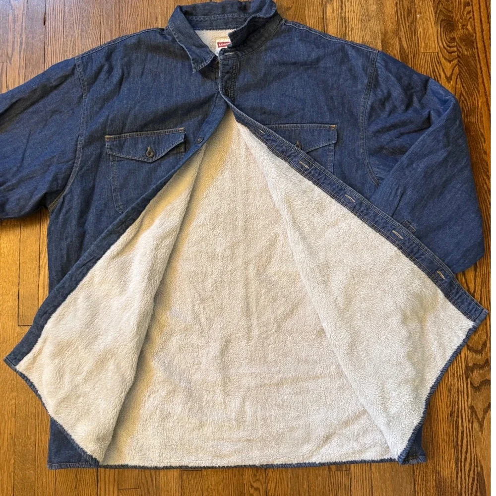 Levis Mens XXXL Sherpa Lined Denim Shirt Jacket Dark Wash Blue  XXXL Regular